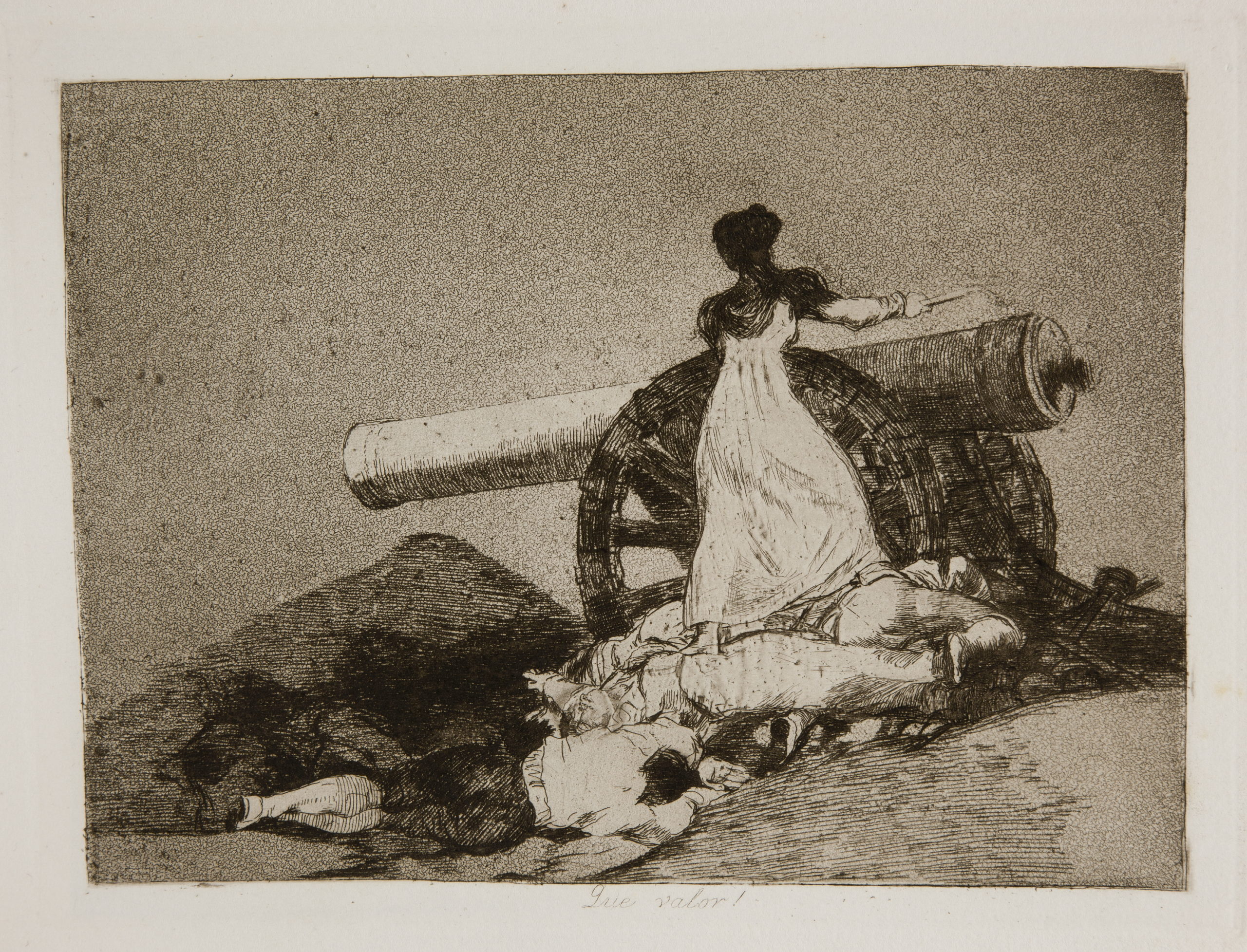 La obra de Goya, dentro de sus Desastres, 'Qué valor', que muestra a Agustina de Aragón manejando un cañón.