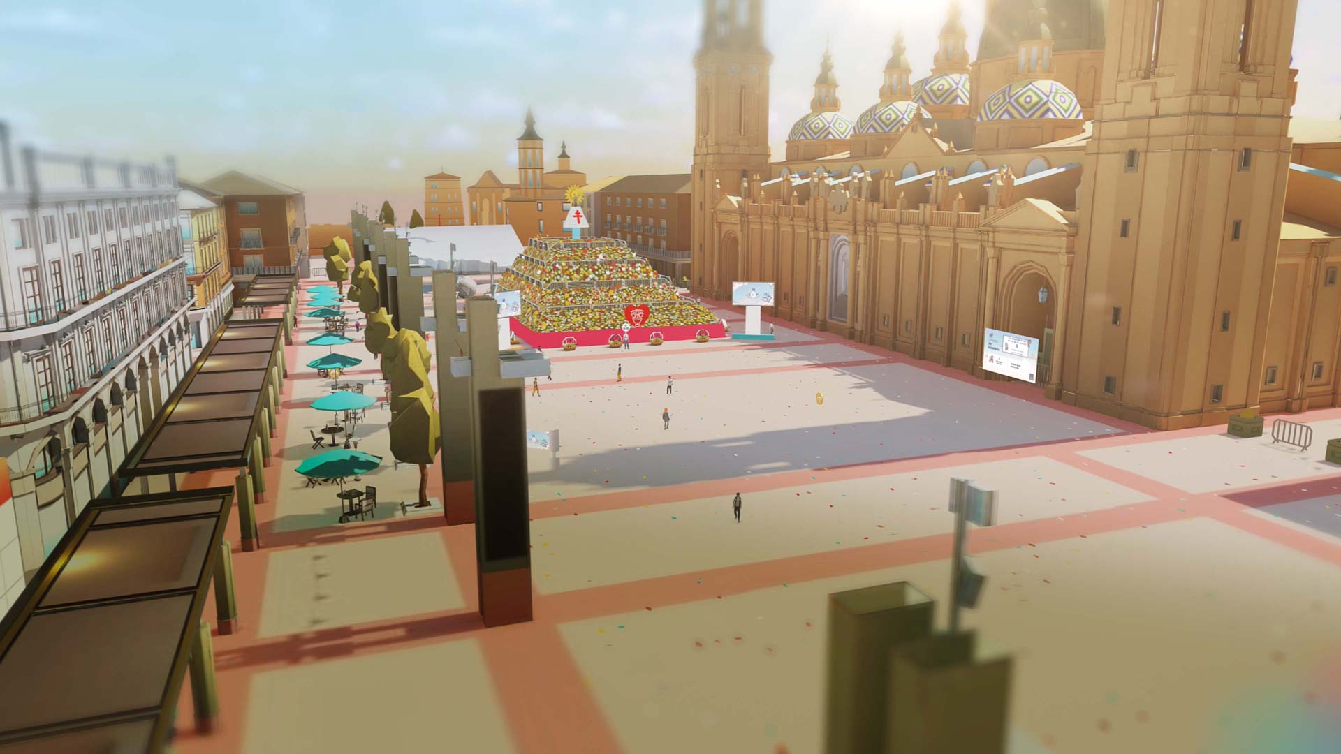 Vista de la plaza del Pilar 3D. Fuente: IMASCONO.